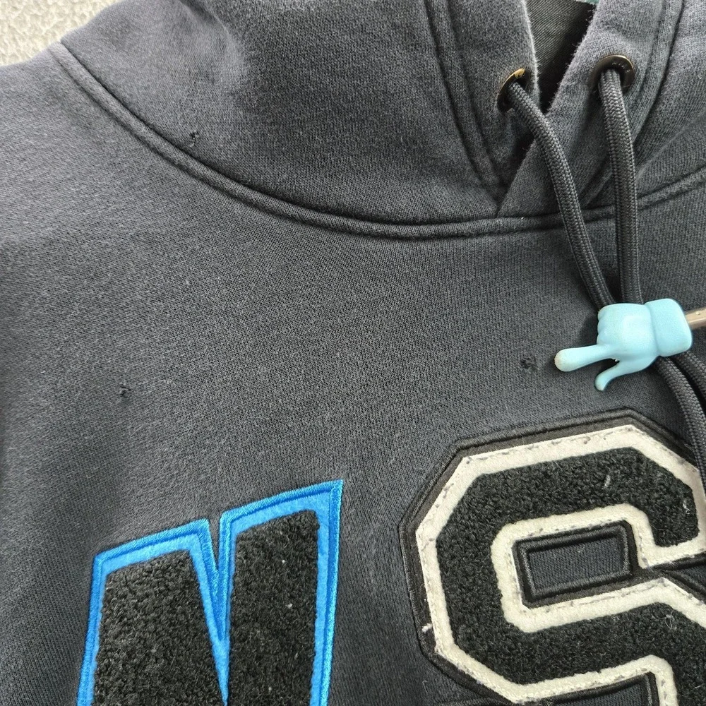 Nike Men Hoodie S Black NWS Embroidery Graphic Print Fleece READ